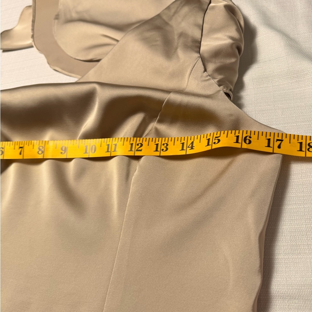 Birdy Grey One-Shoulder Satin Gown in Champagne Beige - Picture 12 of 16